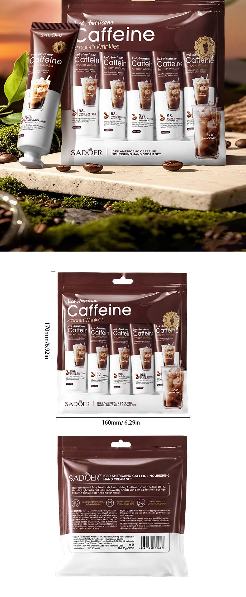 Iced Americano Coffee Hand Cream Set Deeply Moisturizes and Protects Hands in Autumn and Winter