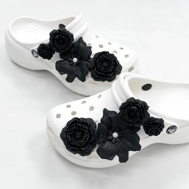 Cute Shoe Charms Set DIY Flower Hole Shoe Buckle Shoes Accessories 3D Flower Bouquet Bone White Hole Shoe Decorations For Women