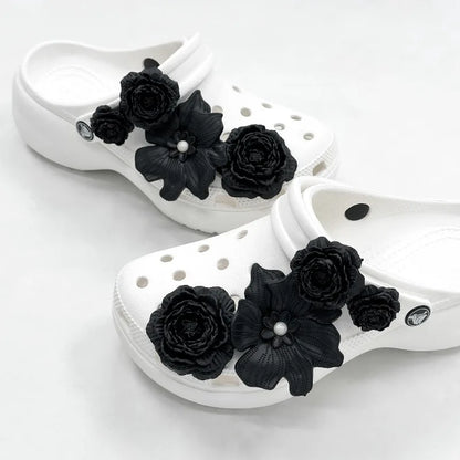 Cute Shoe Charms Set DIY Flower Hole Shoe Buckle Shoes Accessories 3D Flower Bouquet Bone White Hole Shoe Decorations For Women