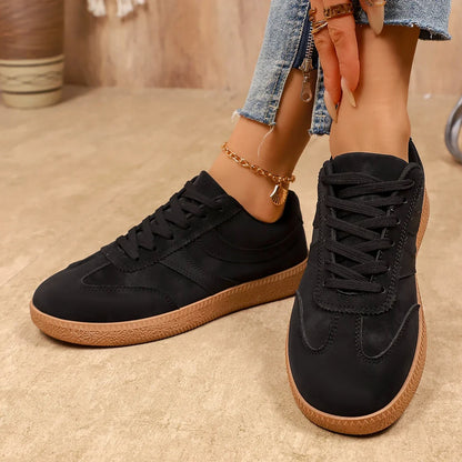 Retro Brown Platform Sneakers Women 2026 Flat Trend German Training Shoes Woman Plus Size 43 Non-slip Thick Sole Vulcanize Shoes