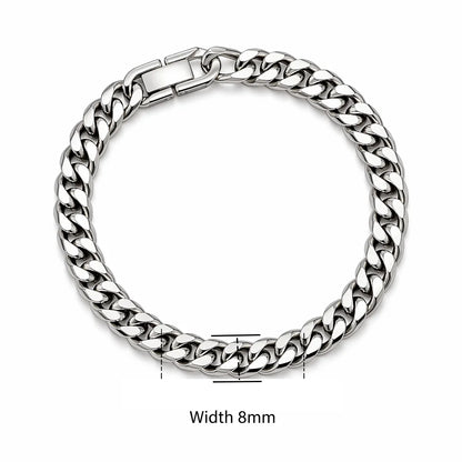 New Trendy Cuban Chain Men Bracelet Classic Stainless Steel 3/5/7/9mm Width Chain Bracelet For Men Women Jewelry Gift