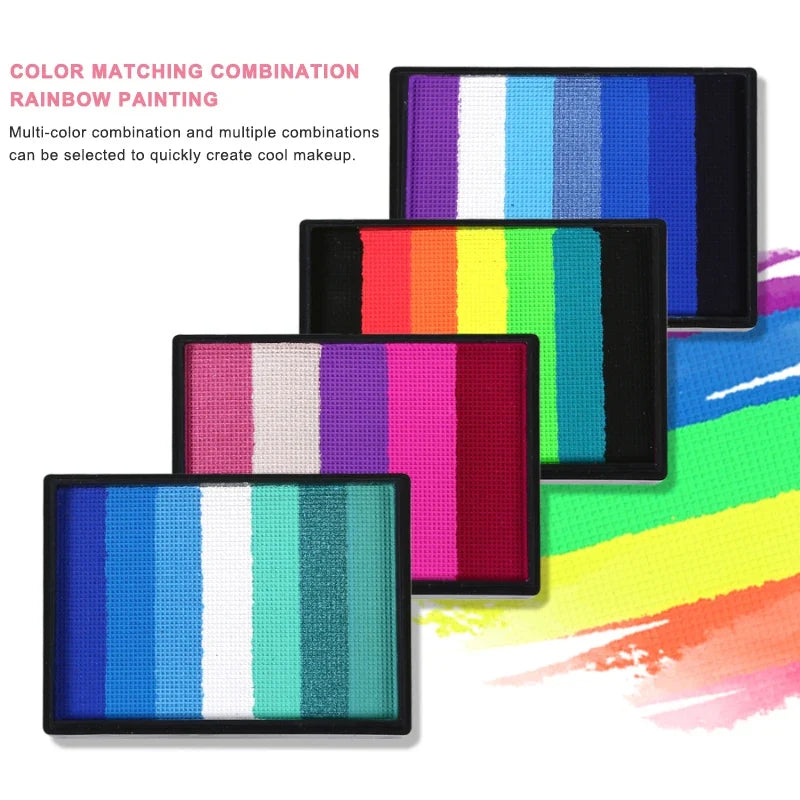 50g Facial and Body Paint Palette,Non-Toxic Rainbow Water-Soluble Body Paint for Rainbow Festival,Cosplay,Party,Art,Stage Makeup