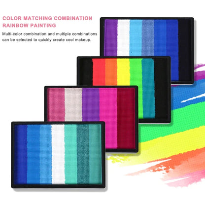50g Facial and Body Paint Palette,Non-Toxic Rainbow Water-Soluble Body Paint for Rainbow Festival,Cosplay,Party,Art,Stage Makeup