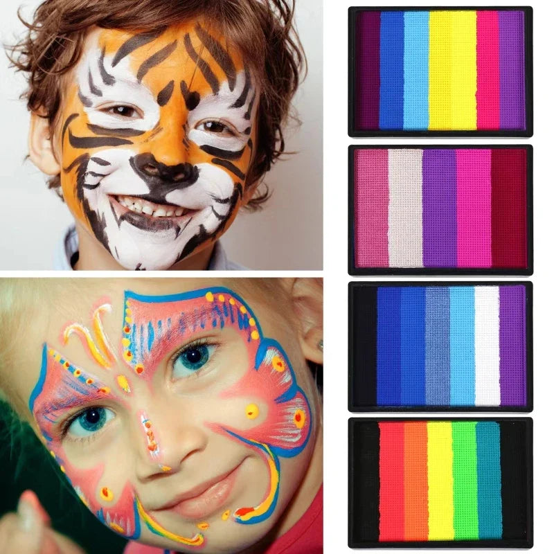 50g Facial and Body Paint Palette,Non-Toxic Rainbow Water-Soluble Body Paint for Rainbow Festival,Cosplay,Party,Art,Stage Makeup