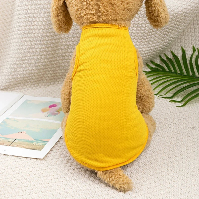 Solid Red Yellow Pet Cat Vest for Small Dogs French Bulldog Puppy Summer Clothes Breathable T shirt Unisex York Dog Pet Products
