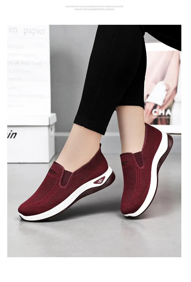 Women's Shoes Spring and Autumn New Mesh Breathable Casual Shoes Outdoor Lightweight Non-slip Wedge Heel Thick-soled Sneakers