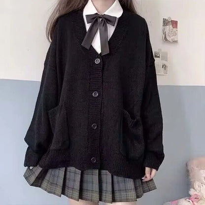 Mikasa pink cardigan sweater with the same style， Anime character COS knitted sweater, original JK uniform sweater jacket