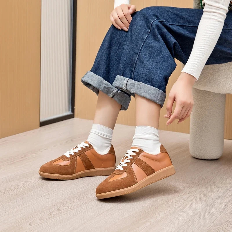 AIYUQI Women's Sneakers 2026 New Genuine Leather Ladies Moral Training Shoes Casual Spring Flat Shoes Women
