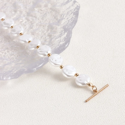 Kpop Imitation Pearl Beaded Pendant Necklace Moon Metal Link Splicing Choker for Women Ladies Jewelry Wedding