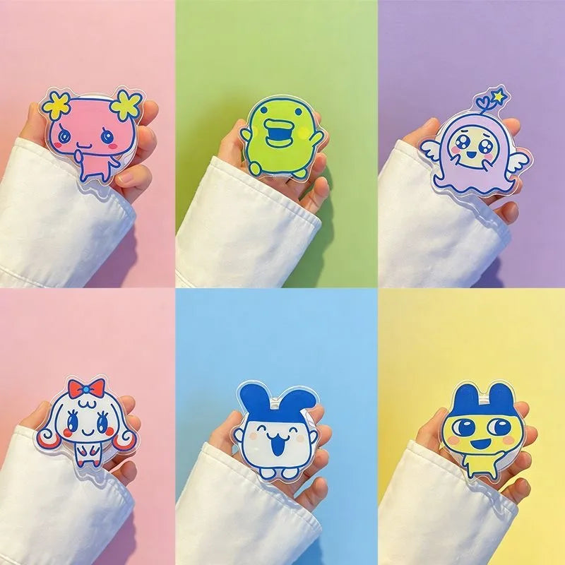 Kawaii Tamagotchi Family Magnetic Phone Stand With Retractable Airbag Strong Absorption Portable Anti-Fall Desktop Support Gifts