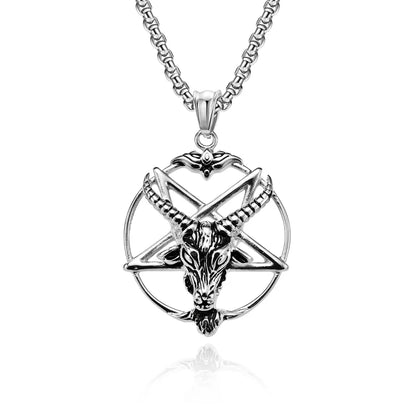 DARHSEN Men Stainless Steel Statement Pendant Necklace Baphomet Goat Satanic Satan Demon Devil Fashion Jewelry