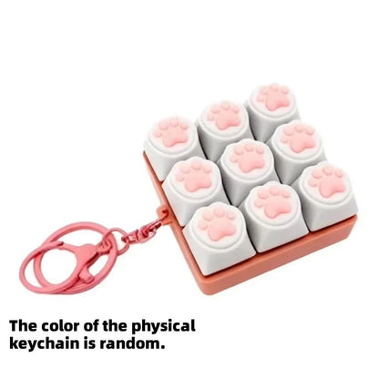 Cute Cat Claw Keychain 9 Keys Keyboard Decompression Keyboard DIY Keyboard Keychain For Adult Gifts