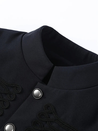 Vintage Napoleon Short Jacket for Women Stand Collar Full Sleeve Single-Breasted Slim Coat 2026 Spring Lady New Streetwear