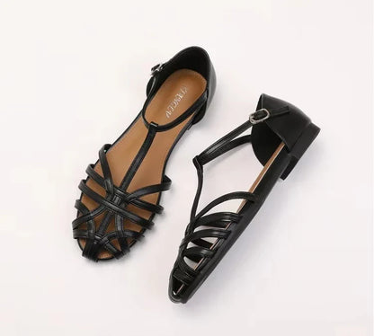 ZAROY Summer Cross Strap Flat Sandals Women Round Toe Ankle Buckle Hollow Casual Roman Sandalia Zapatos De Mujer сандали