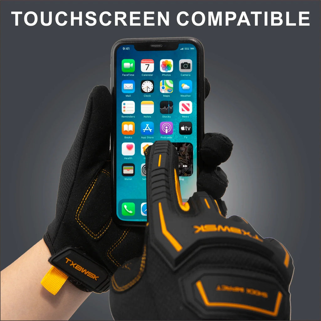 1Pair Work Gloves Men & Women, Utility Mechanic Working Gloves High Dexterity Touch Screen For Multipurpose,Excellent Grip
