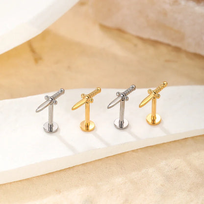 1Pc G23 Titanium Cartilage Stud Earrings for Women Lip Stud Labret Piercing Helix Daith Piercing Body Jewelry