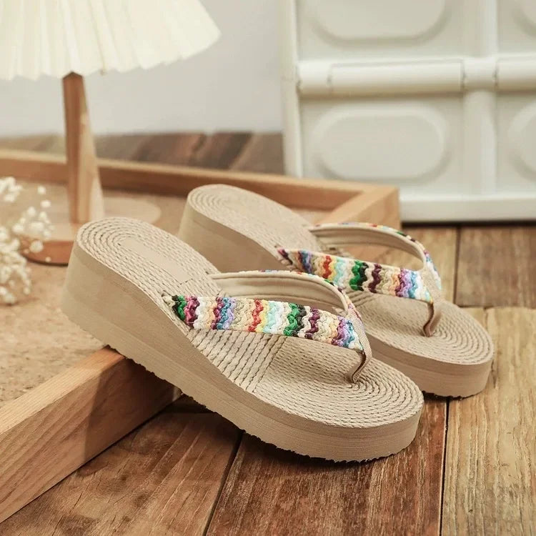 Women's Fashion Trend, Anti Slip, Wear-resistant, Comfortable Soft Bottom, Ethnic Style Flat Heel Flip Flops
