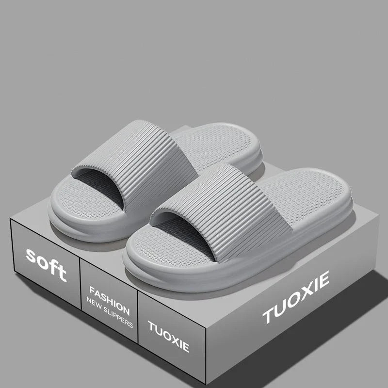 Women Summer Concise EVA Slippers Men Soft Home Slides Couples Bathroom Non-slip Sandals Adults Comfortable Outdoor Beach Shoes