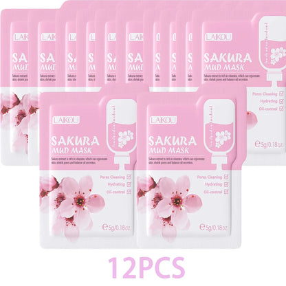LAIKOU Japan Sakura Clay Mud Mask Hydrating Gentle Cleansing Refreshing Oil Balancing Daily Facial Skin Care Mask 5g