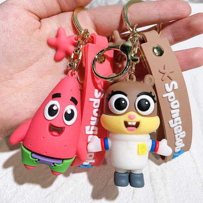 Anime Spongebob Squarepants Keychain Patrick Star Krabs Gary Sandy Kawaii Toys keychain Christmas gift bag Birthday Gift For Kid
