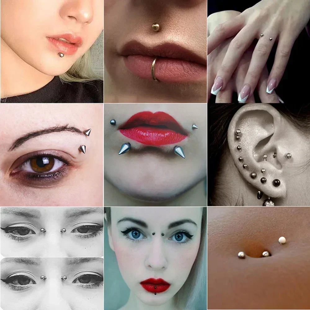 58pcs Non Piercing Lip Nails Sticker Selfadhesive Waterproof Reusable Fake Lip Nail Eyebrow Nose Ring Body Belly Button Jewelry