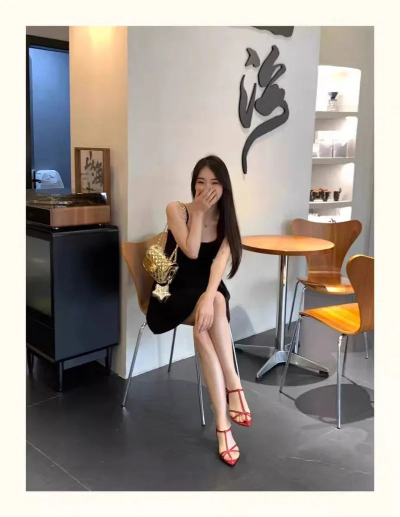 Women Sandal Summer New Fashion Narrow Band Ladies Gladiator Shoes Thin Low Heel Ankle Strap Dress Party Shoes