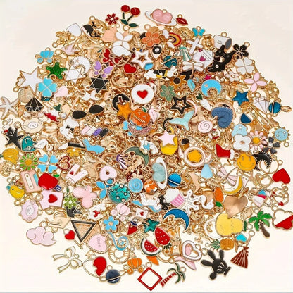 20/30/50/100pcs Mixed Style Gold-Plated Pendants, Drip Oil Alloy Pendants, Jewelry Accessories, Used for DIY Jewelry Making