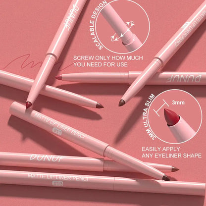 6Pcs Velvet Matte Lip Liner Pencil Set High Pigment Smooth Silky Texture Easy to Color & Define Lip Contours Daily Lip Makeup