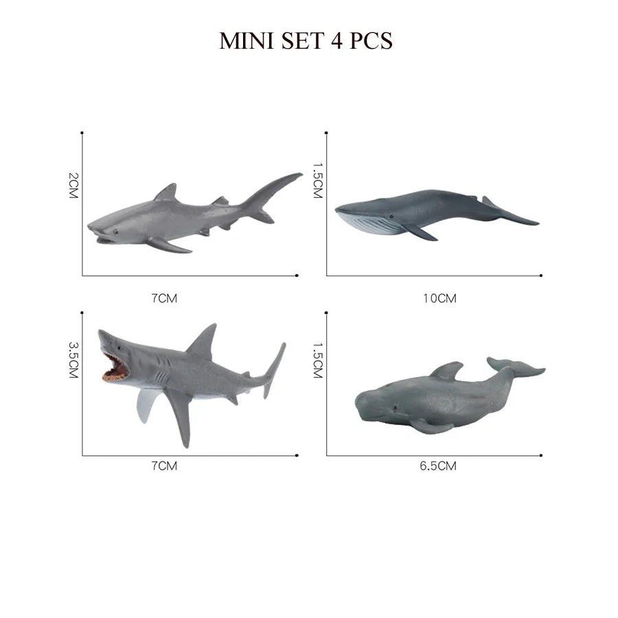 Realistic Mini Ocean Animal Figurines Plastic Marine Sea Creatures Whale Shark Dolphin Turtle Penguin Model Playset Gift for Kid