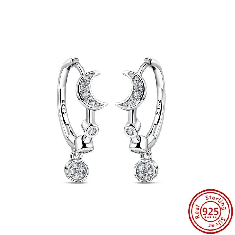 Hot Sale 925 Sterling Silver Heart Earrings Fit Original Charms Hoop Earrings For Women Girls Stud Earring Fine Jewelry Gifts
