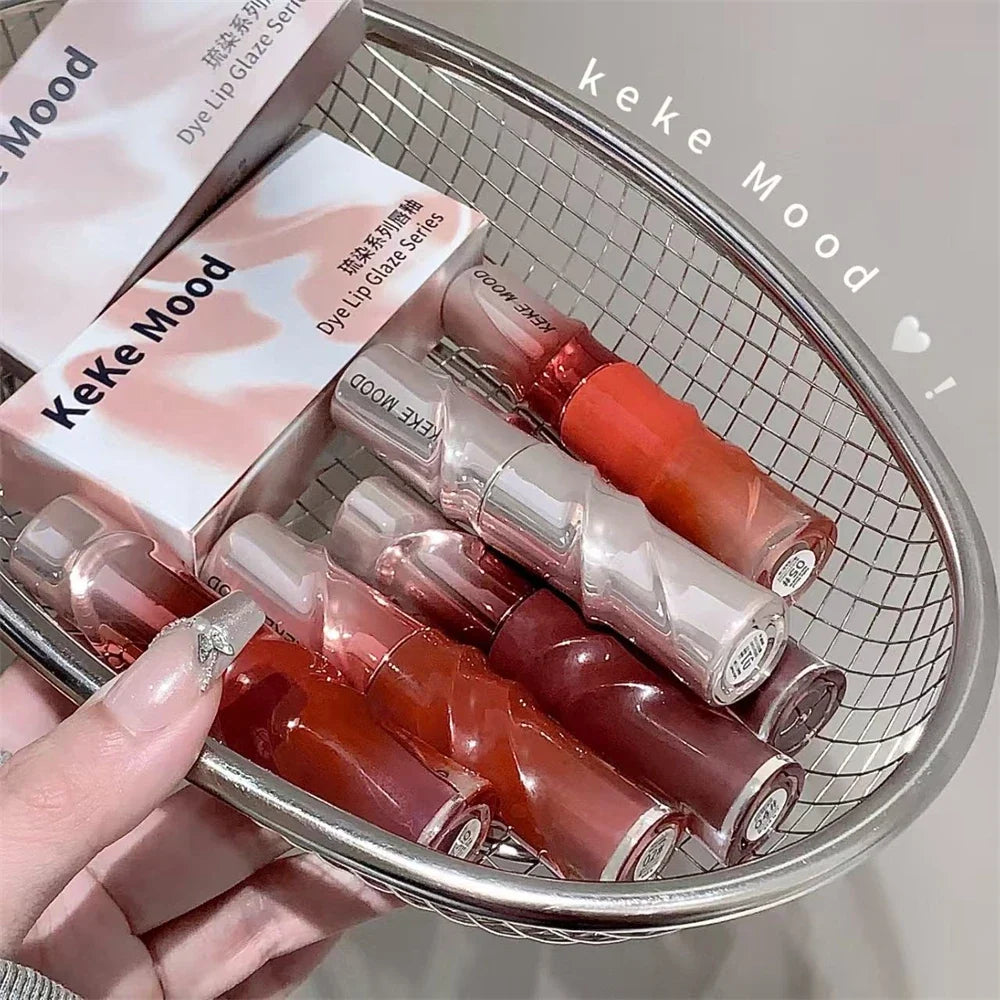 Crystal Nude Gray Glossy Lip Stain Mirror Korean Lip Glaze Sheer Nude Glitter Lip Tint Watery Shine Plumping Lipgloss Cosmetics