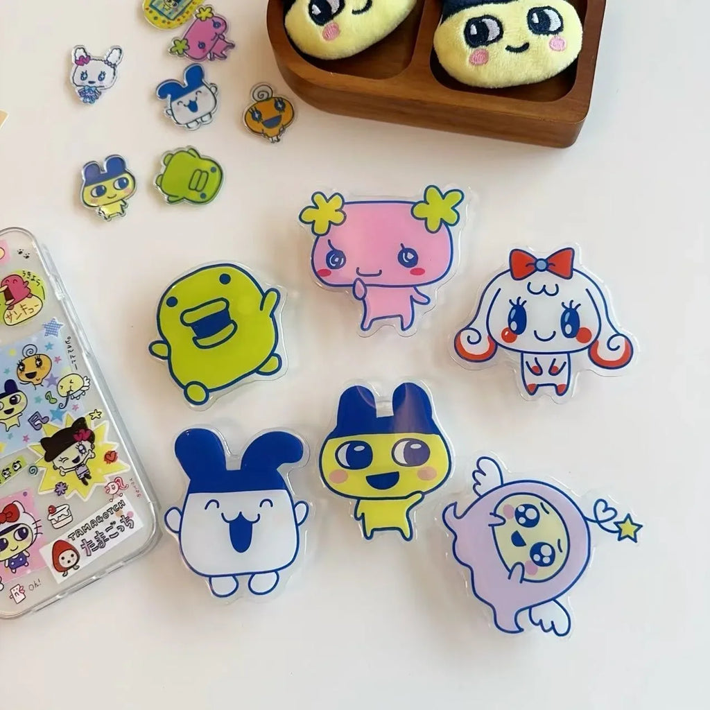 Kawaii Tamagotchi Family Magnetic Phone Stand With Retractable Airbag Strong Absorption Portable Anti-Fall Desktop Support Gifts