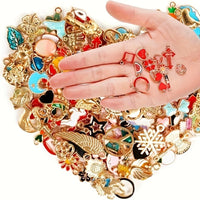 20/30/50/100pcs Mixed Style Gold-Plated Pendants, Drip Oil Alloy Pendants, Jewelry Accessories, Used for DIY Jewelry Making