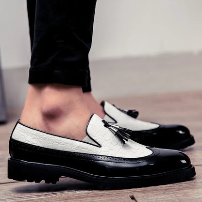 Men Loafers PU Splicing Tassel Decoration Low Heel Comfortable Classic Daily Business Men Shoes