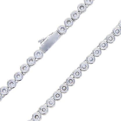 Geometric High Quality Fashion Women Jewelry Bezel Set Round Shaped Tennis Chain Bracelet Necklace Set