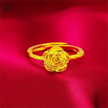 Sand Gold Adjustable Ring Matte Wide Band Openable Fade Resistant Unisex Couple Jewelry Solid Minimalist Gift