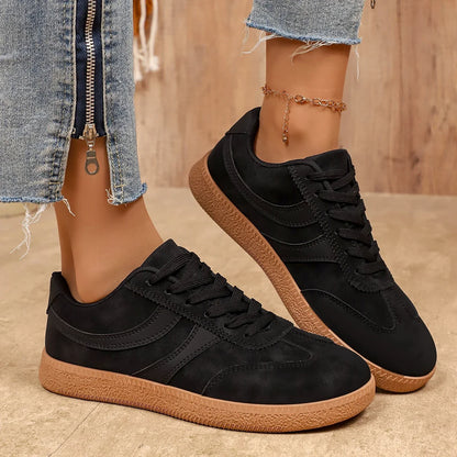 Retro Brown Platform Sneakers Women 2026 Flat Trend German Training Shoes Woman Plus Size 43 Non-slip Thick Sole Vulcanize Shoes