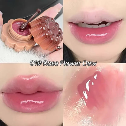 Jelly Solid Water Mirror Lip Gloss Shine Plumping Lip Balm Light Red Brown Natural Lasting Moisturizing Lip Tint Lipstick Makeup