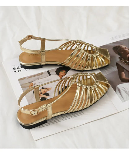 ZAROY Women Flat Sandals Summer Narrow Band Roman Shoes Casual Plus Size Brand Designer Banquet Beach Gladiator Sandalias Zapato