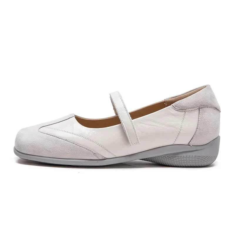 DRKANOL 2026 Women Genuine Leather Flat Shoes Summer Shallow Sheepskin Hook And Loop Casual Loafers Ladies Low Heel Single Shoes