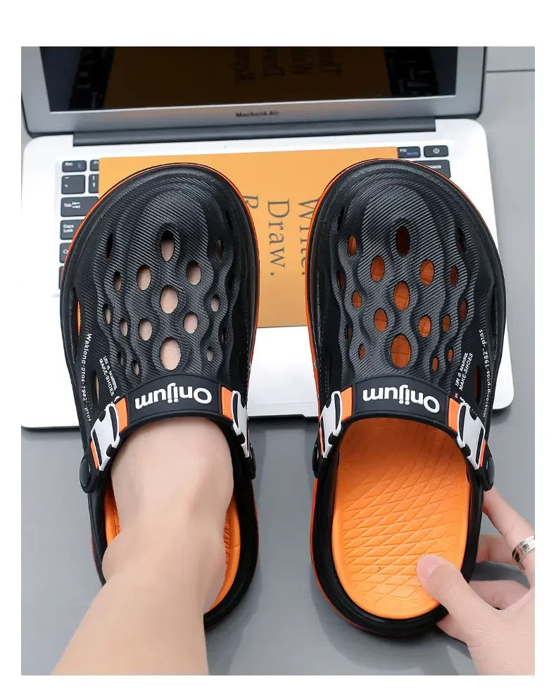 2026 New Men's Holes oes Summer Thi Bot Anti-Slip Driving Beach Slippers Spor Casual EVA Injection Moulding Footwear