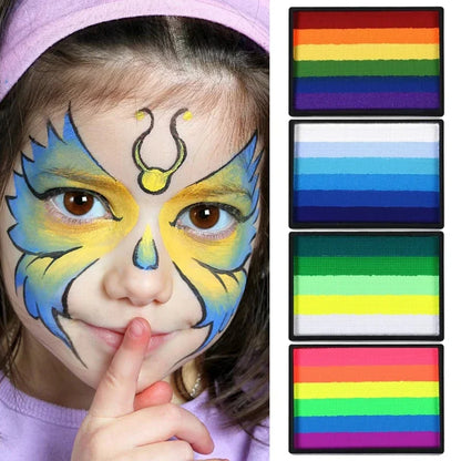 50g Facial and Body Paint Palette,Non-Toxic Rainbow Water-Soluble Body Paint for Rainbow Festival,Cosplay,Party,Art,Stage Makeup
