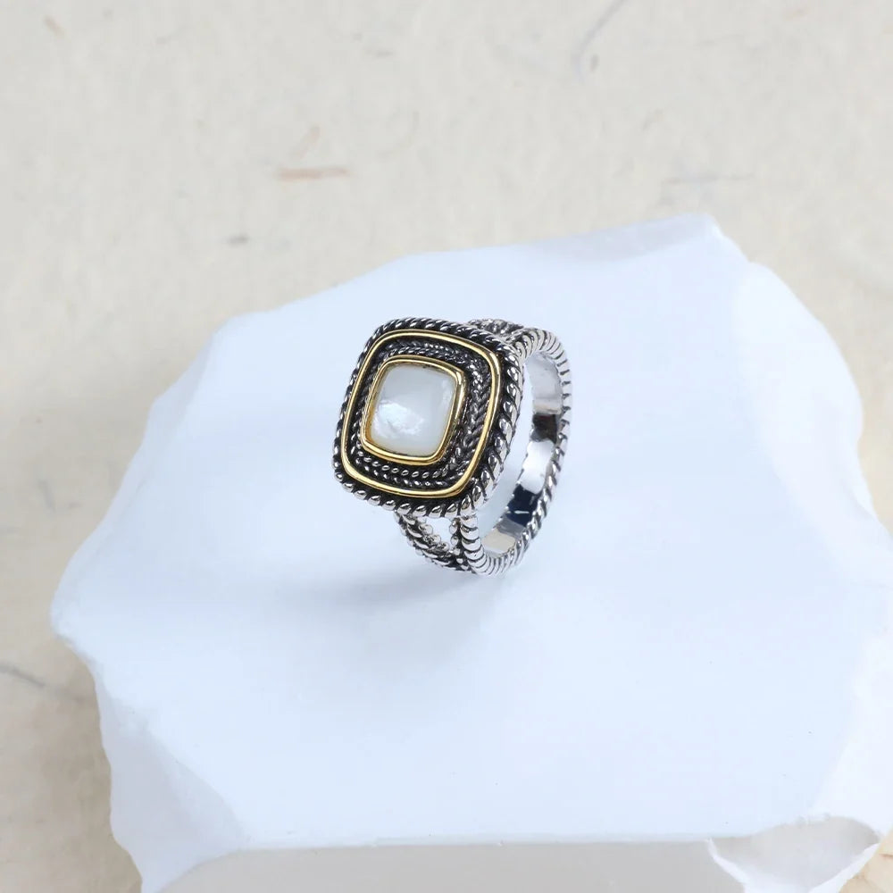 Designer Inspired Two Tone Statement Rings for Women 18K Gold Plated Fashion Brand Engagement Wedding Ring