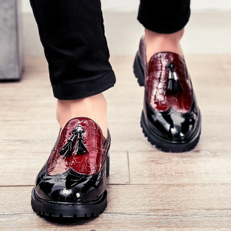 Men Loafers PU Splicing Tassel Decoration Low Heel Comfortable Classic Daily Business Men Shoes