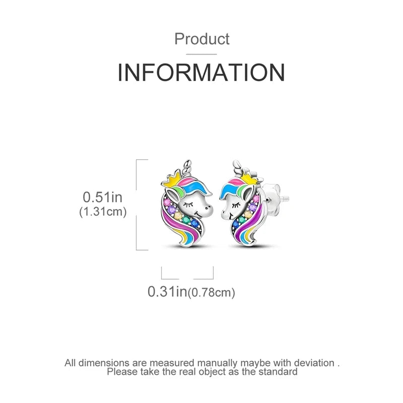 Original 925 Sterling Silver Colorful Cute Animal Pet Stud Earrings For Women Collocation For Girlfriend Birthday Gift