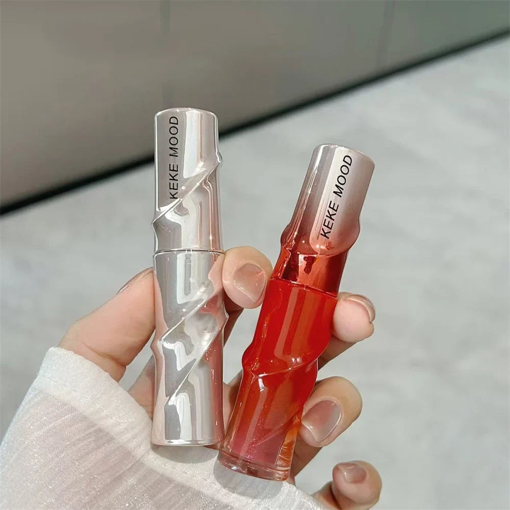 Crystal Nude Gray Glossy Lip Stain Mirror Korean Lip Glaze Sheer Nude Glitter Lip Tint Watery Shine Plumping Lipgloss Cosmetics