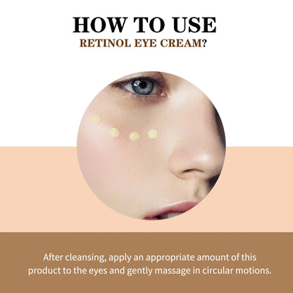 Retinol Eye Cream Anti Wrinkles,Anti Puffiness Remove Dark Circle Eye Bag Hyaluronic Acid Moisturize Peptides Soothe Skin Care