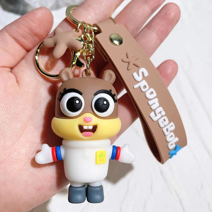 Anime Spongebob Squarepants Keychain Patrick Star Krabs Gary Sandy Kawaii Toys keychain Christmas gift bag Birthday Gift For Kid