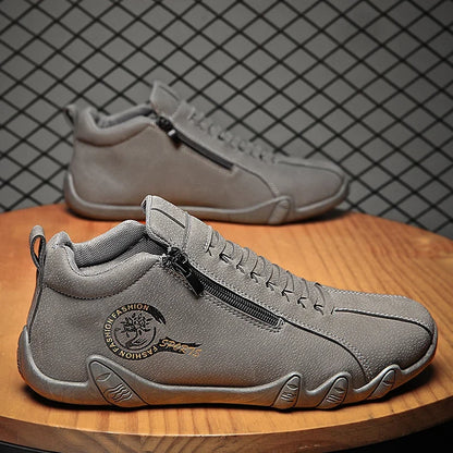 Men's Casual Shoes Side Zipper Short Boots Versatile Flats Bottom Trbottomyy Fashion Pu Leather Men's Shoes Spring Suitable for Outdoor Sports