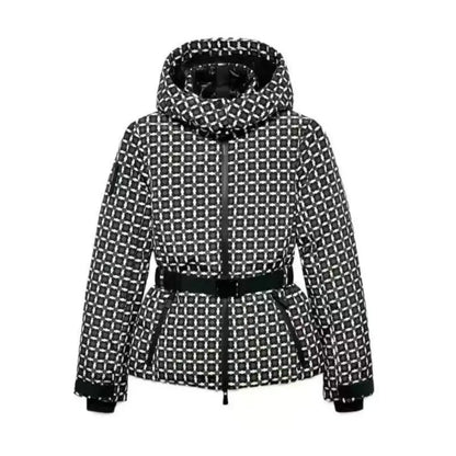 2026 Women Winter Hooded Down Jackets With Belt Lady Warm Thick Long Sleeve Stand Collar Parkas Padded Coats Sports Ski Outdoor